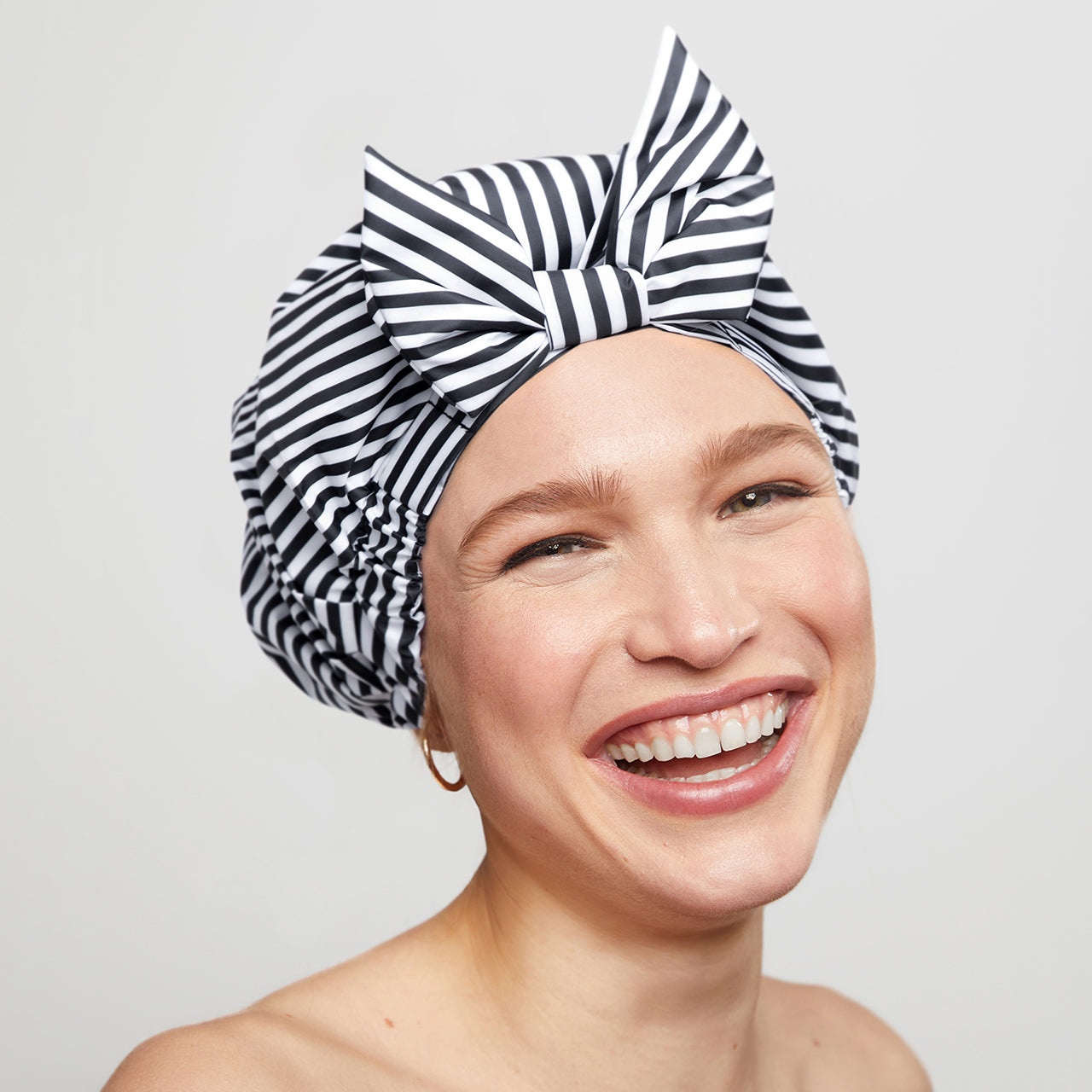 KITSCH Recycled Polyester Luxe Shower Cap - Stripe