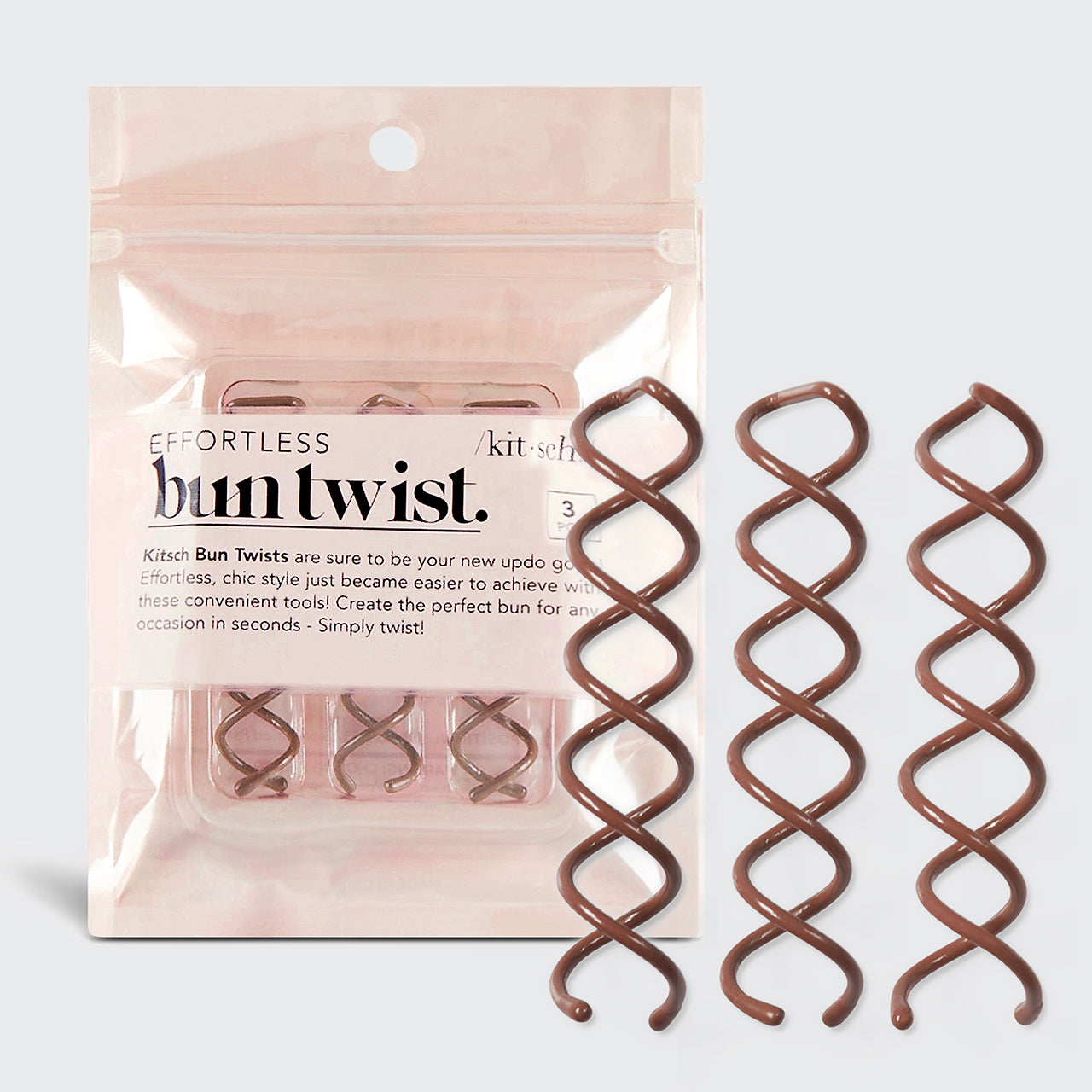 KITSCH Bun Twist 3pc (Brown)