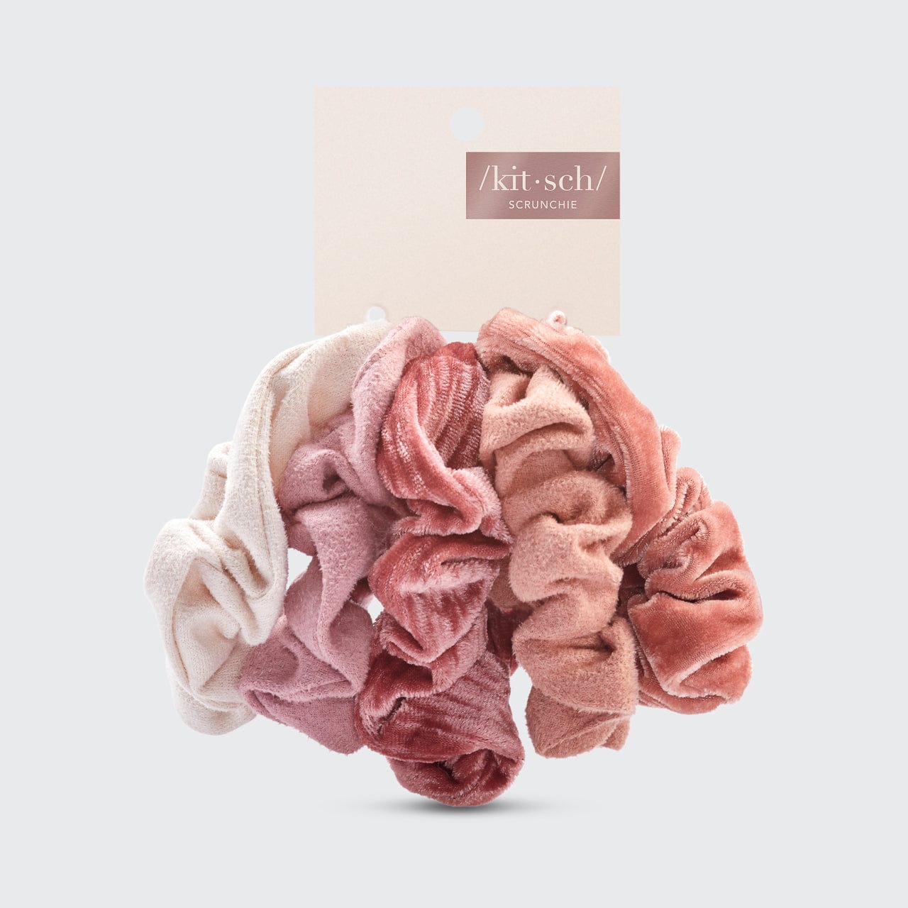 KITSCH Velvet Scrunchies - Blush/Mauve