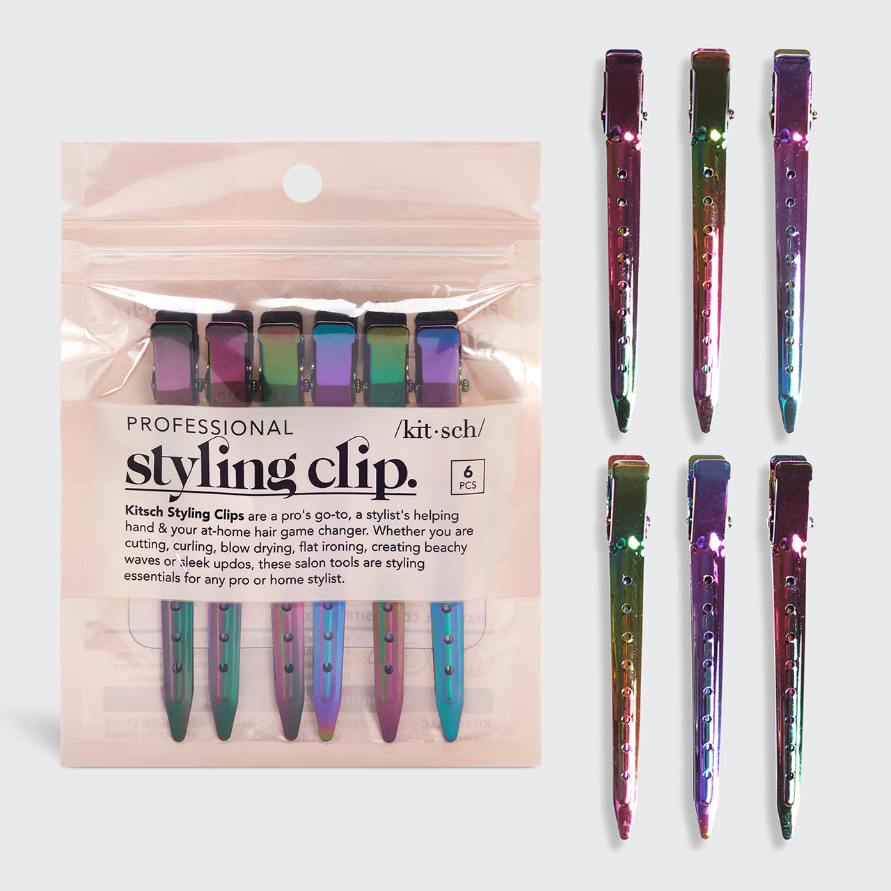 KITSCH Styling Hair Clips 6pc (Iridescent)