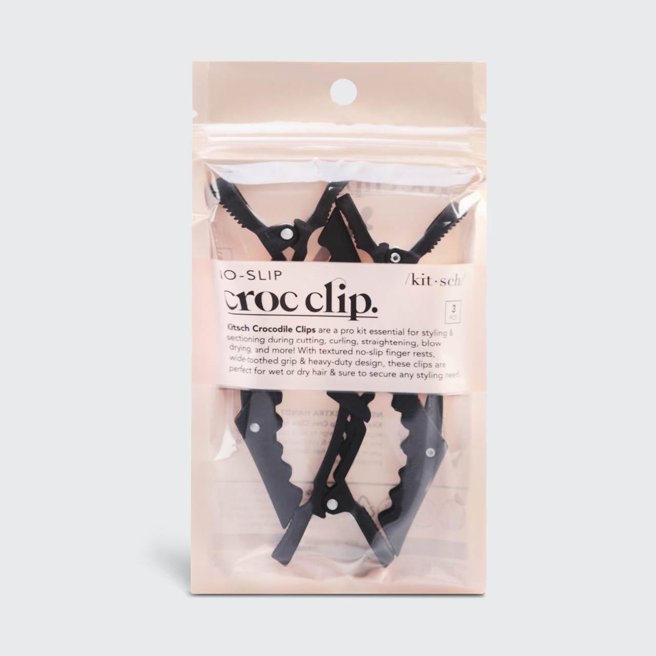 KITSCH No Slip Crocodile Clip 3pc - Black