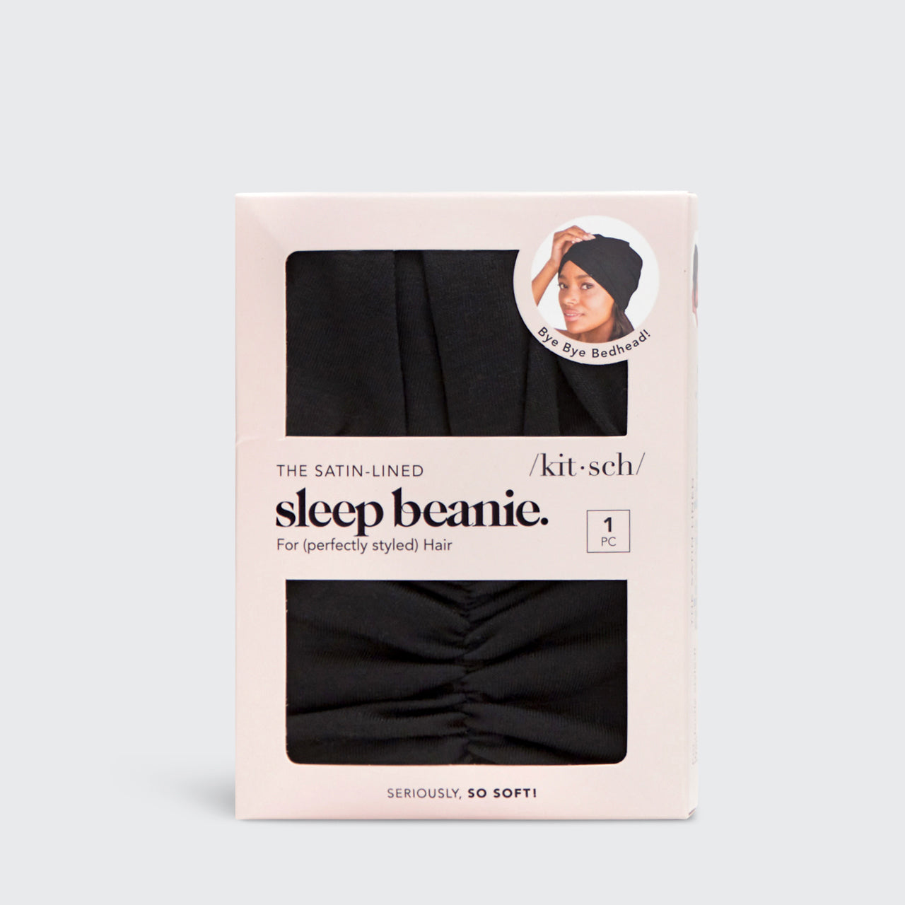 KITSCH Sleep Turban/Beanie with Satin lining - Black - MANEPRINT