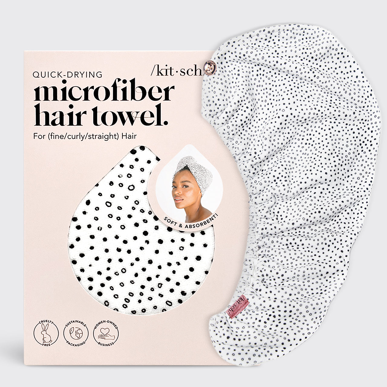 KITSCH Microfiber Hair Towel - Micro Dot
