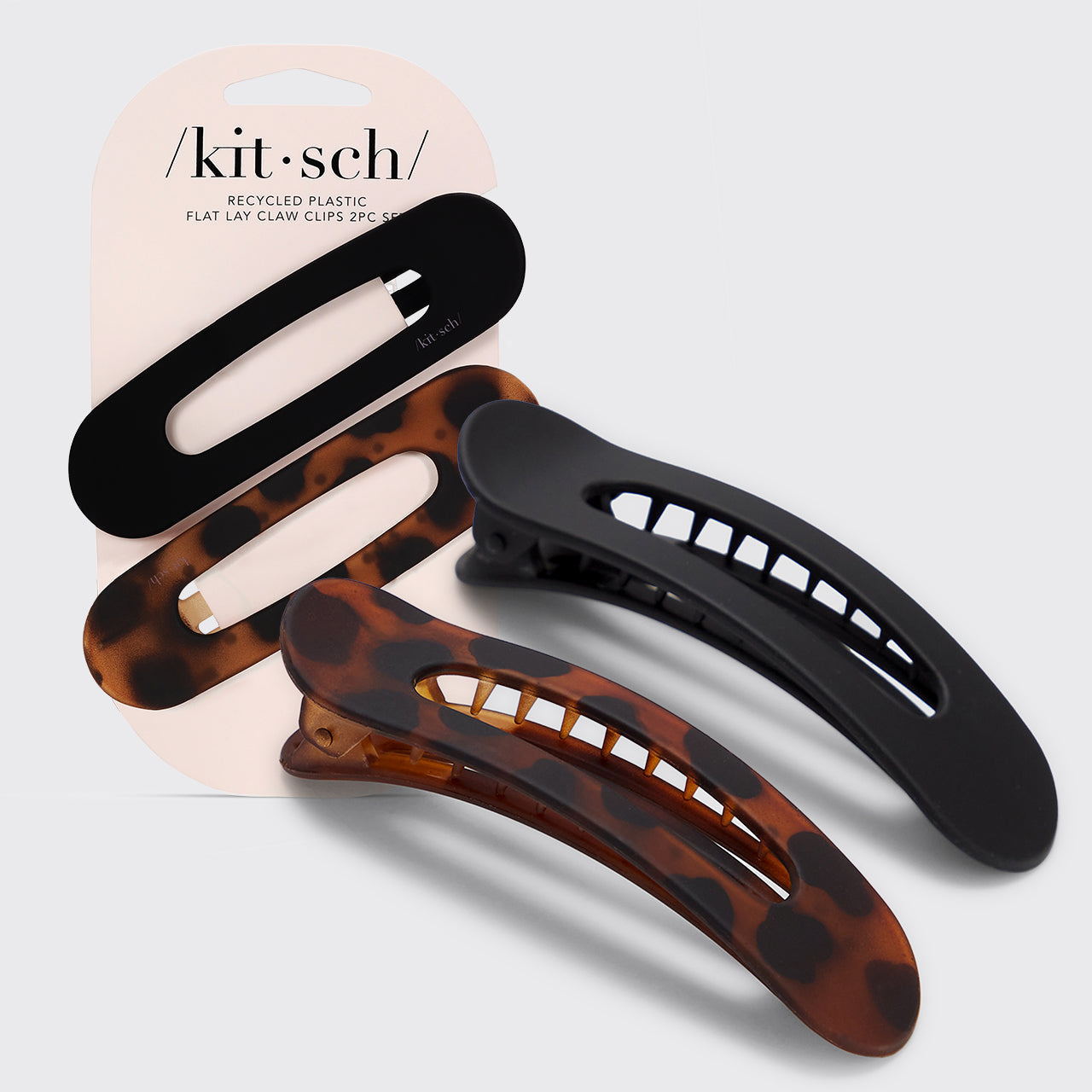 KITSCH Flat Lay Claw Clip 2pc - Black & Tort