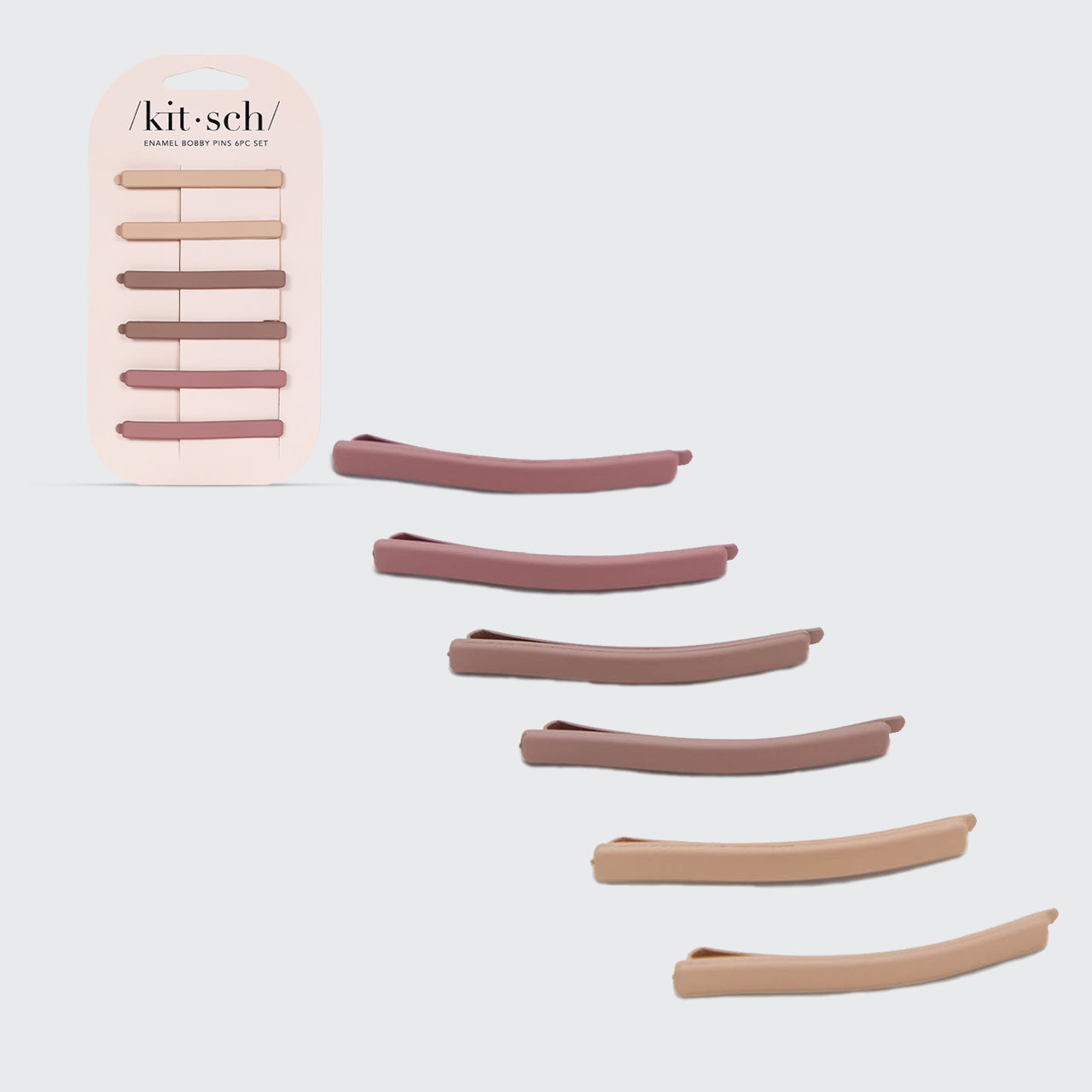 KITSCH Enamel Bobby Pins 6pcs- Terracotta