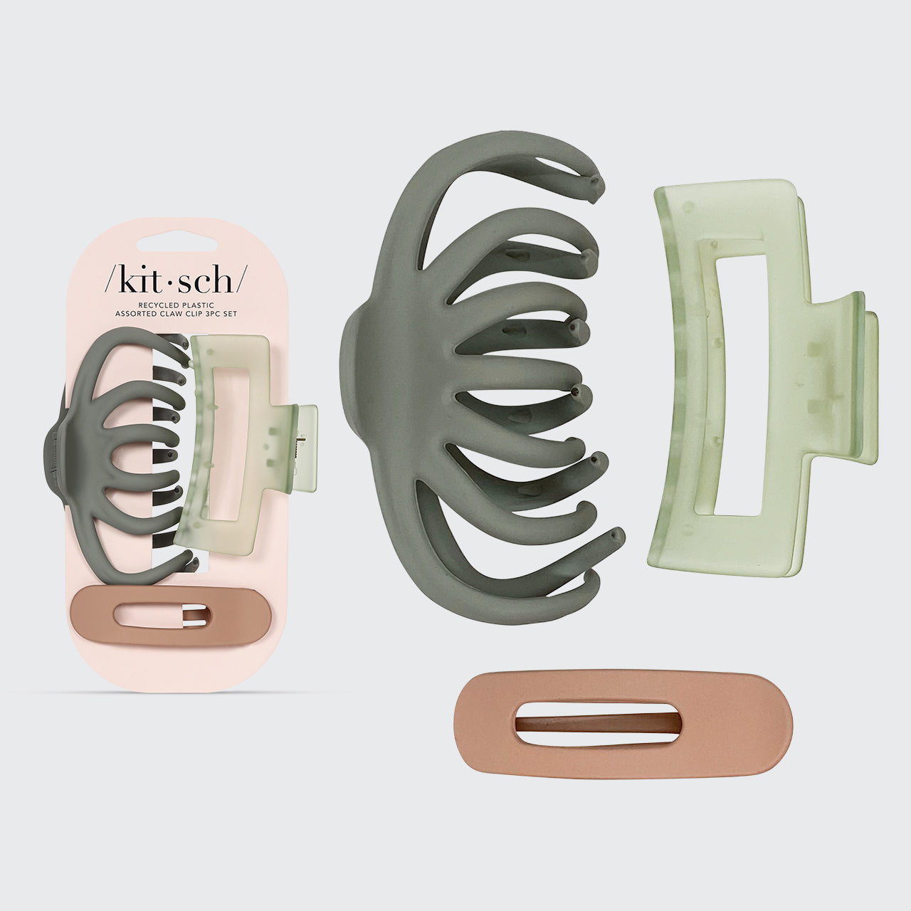 KITSCH Sage Assorted Claw Clip 3pc Set - Octopus Claw Clip