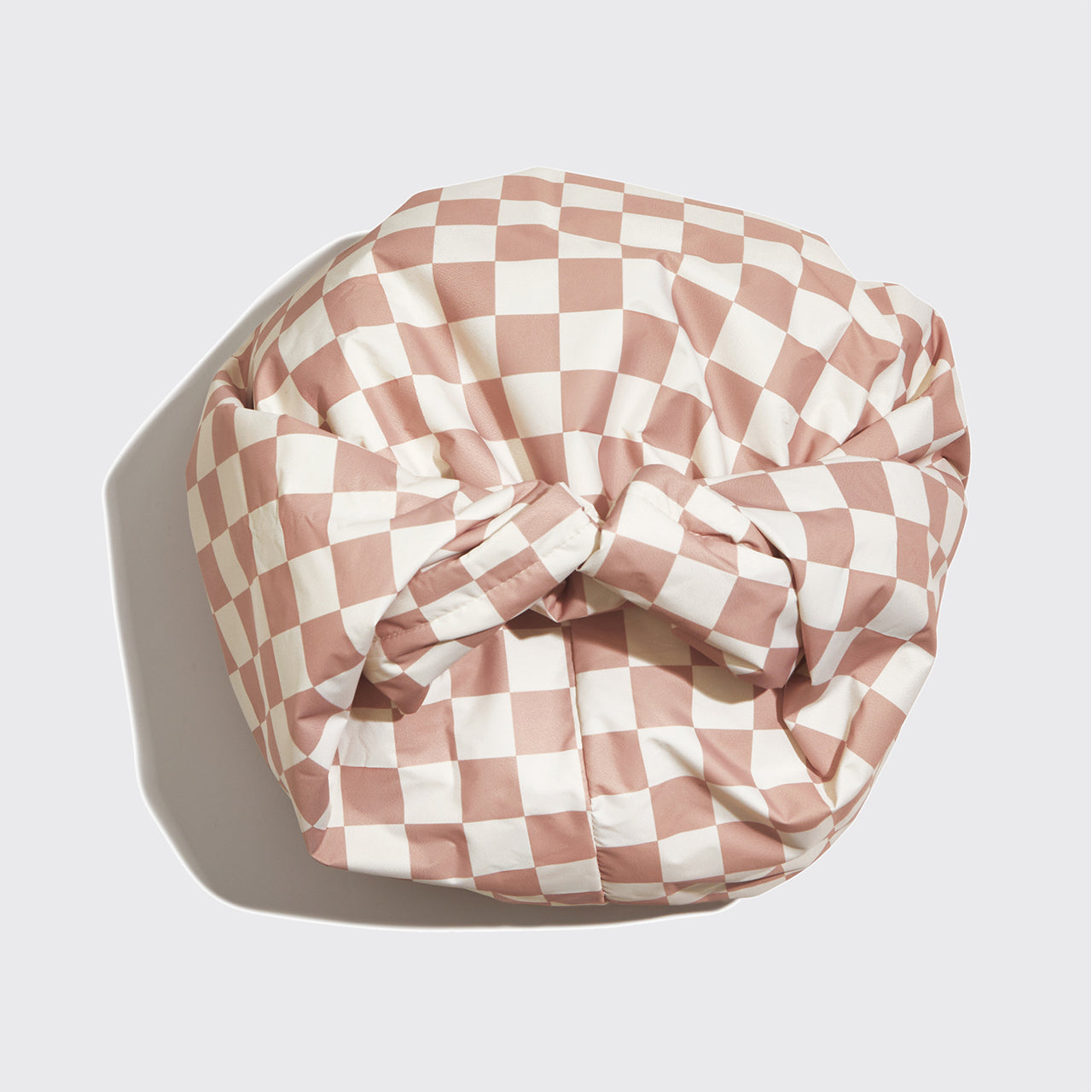 KITSCH Satin Lined Flexi Shower Cap - Terracotta Checker - MANEPRINT