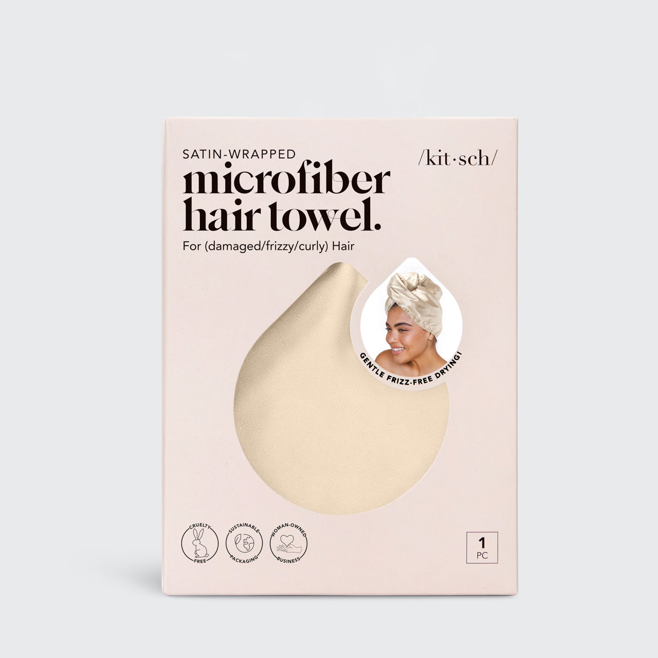 KITSCH Satin-Wrapped Hair Towel - Champagne