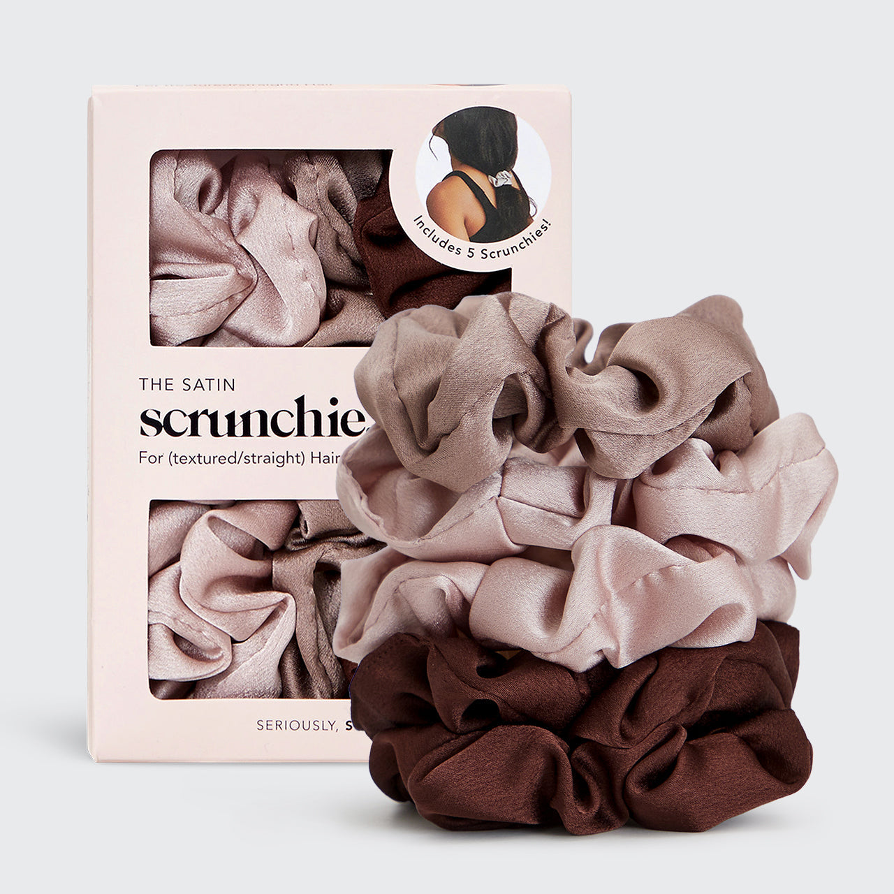 KITSCH Satin Sleep Scrunchies 5pk - Cameo