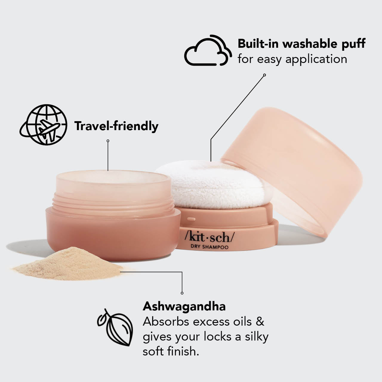 KITSCH Volumizing Rice Protein Dry Shampoo Puff - Light