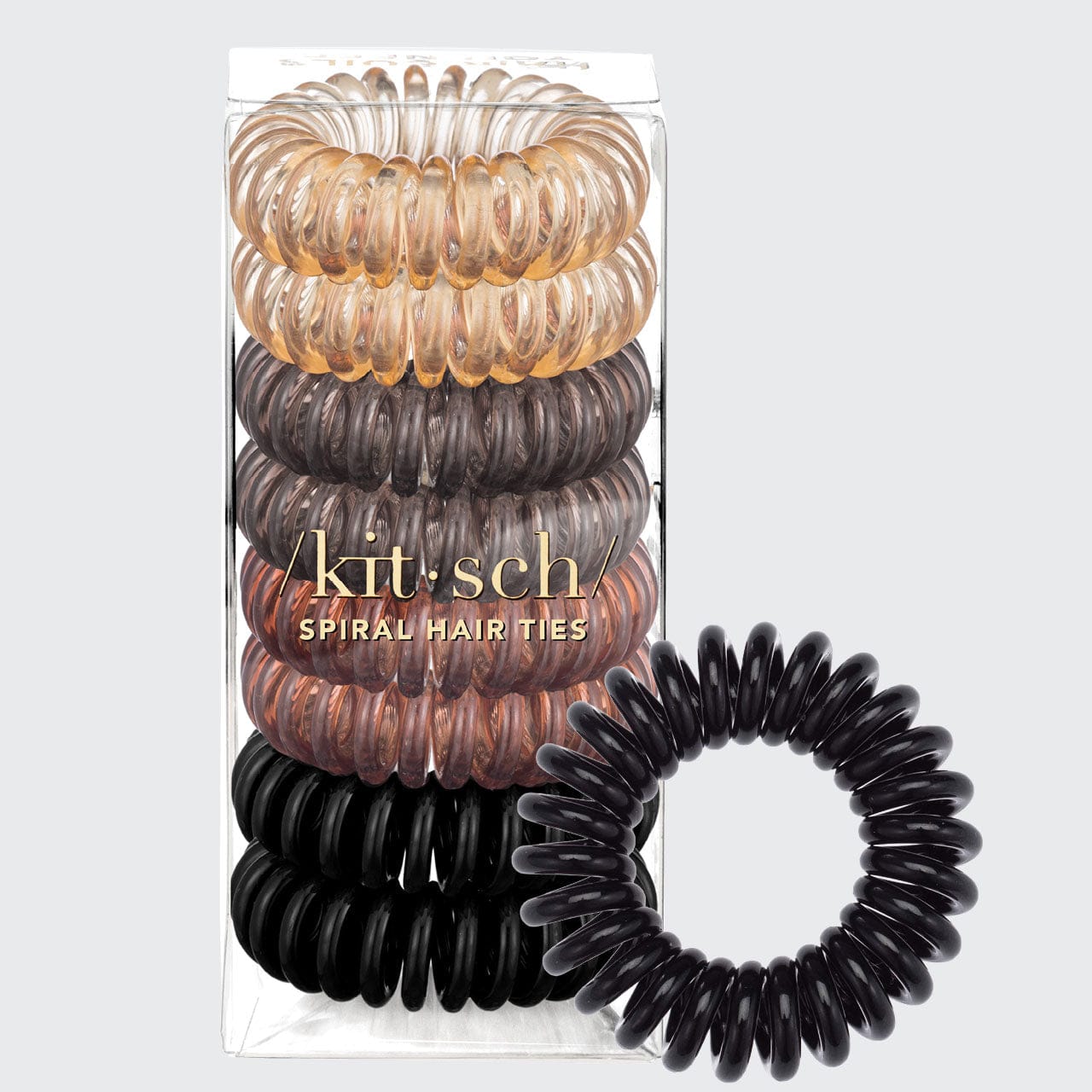 KITSCH Spiral Hair Ties 8 Pc - Brunette - MANEPRINT