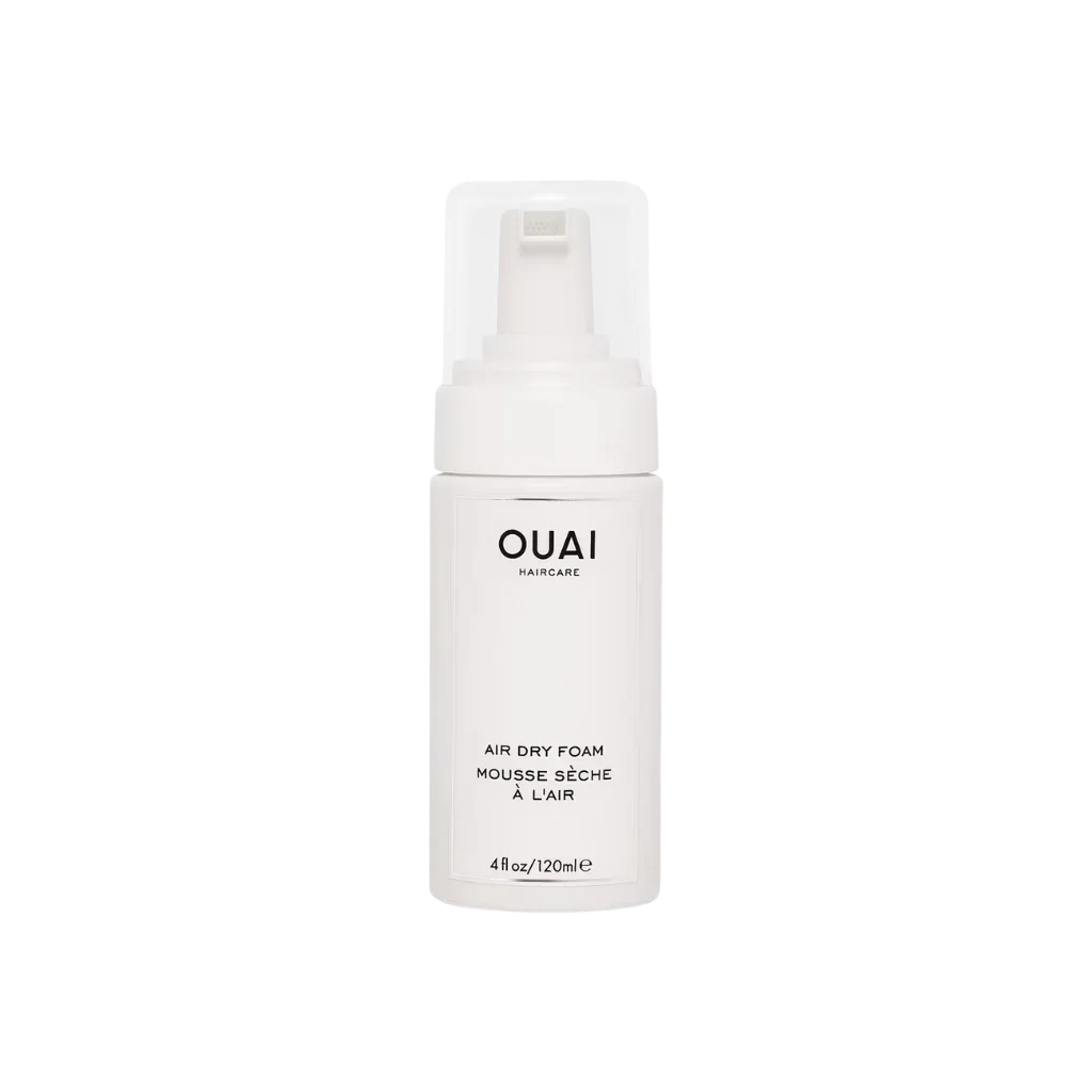 OUAI Air Dry Foam at MANEPRINT – a lightweight foam that enhances natural texture, tames frizz, and speeds up air-drying for effortless styling.