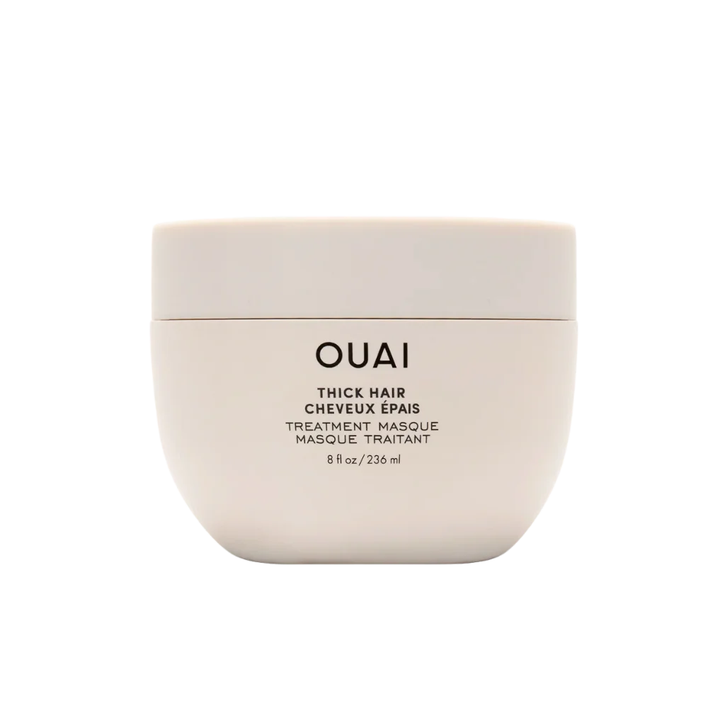 OUAI Thick Hair Treatment Masque at MANEPRINT – an intensive hair mask that deeply hydrates, smooths, and strengthens thick hair.