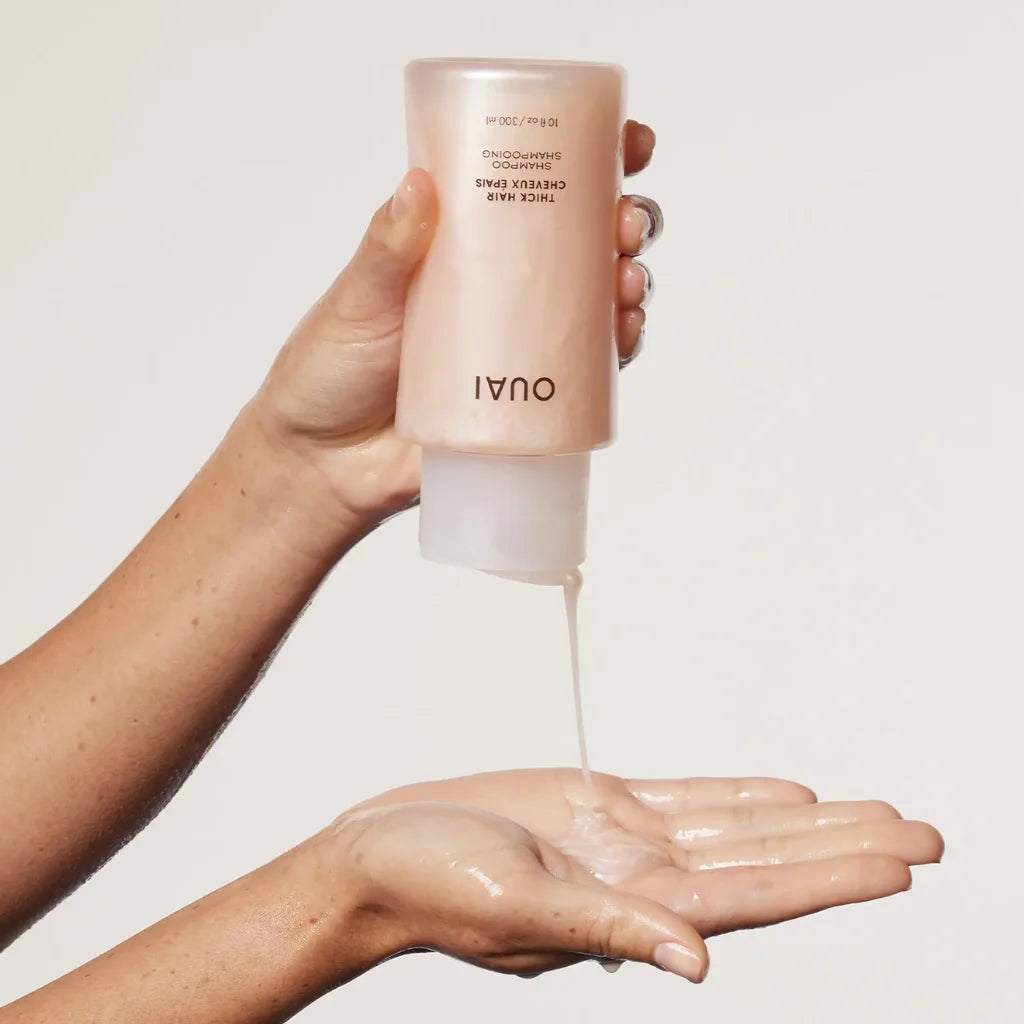 OUAI Thick Shampoo at MANEPRINT β a creamy, nourishing shampoo that cleanses and strengthens thick hair while adding softness and shine. (1)