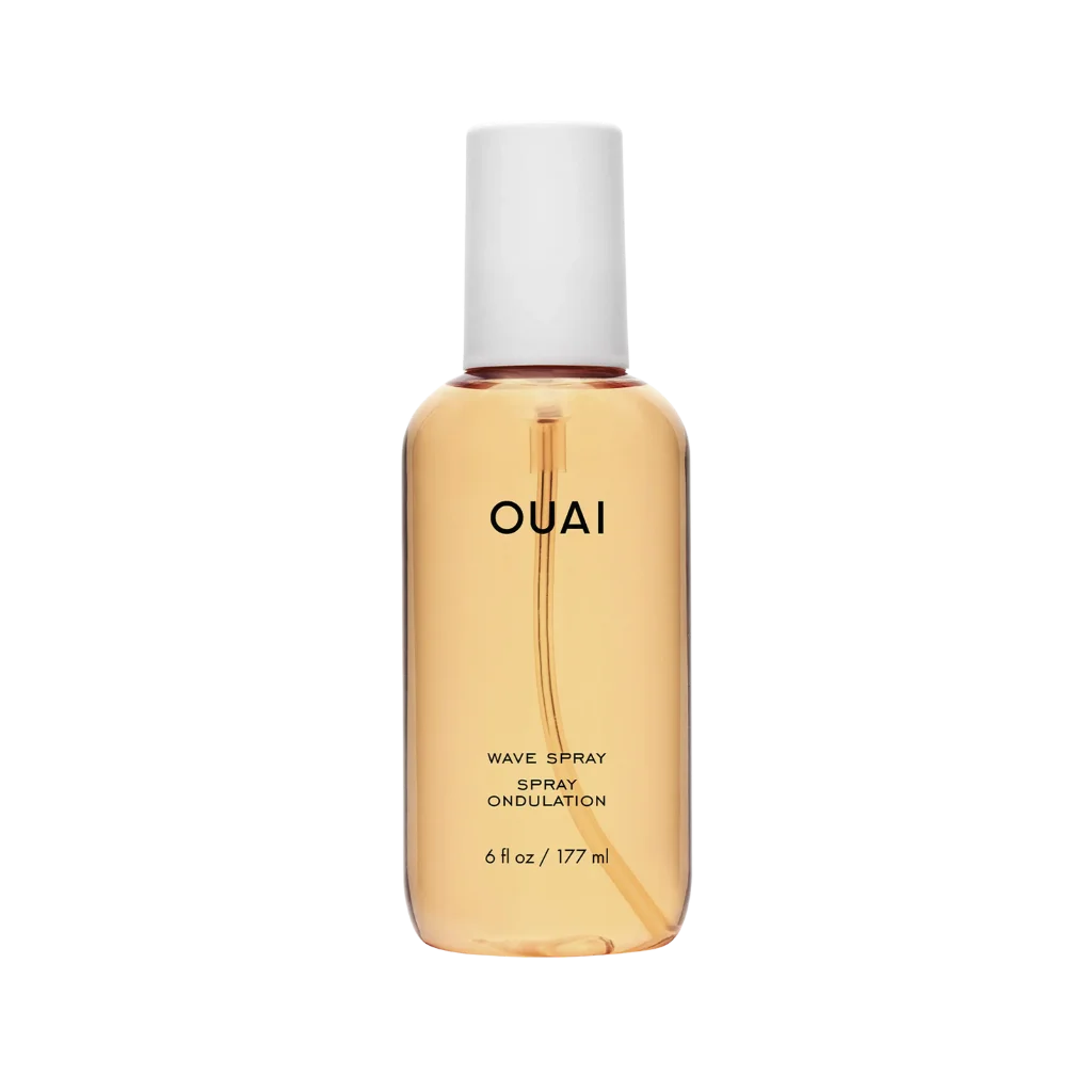 OUAI Wave Spray at MANEPRINT – a lightweight texture mist that enhances natural waves, adds volume, and creates an effortless, beachy look.