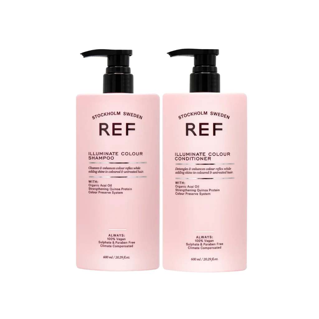 REF Illuminate Colour Shampoo & Conditioner Set at MANEPRINT – a protective duo that enhances vibrancy, preserves colour, and adds shine to colour-treated hair. (1)