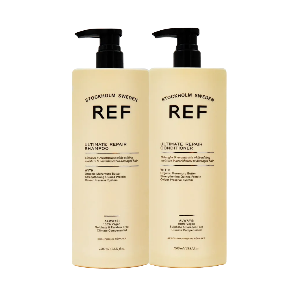 REF Ultimate Repair Shampoo & Conditioner at MANEPRINT – a strengthening duo that repairs damaged hair, restores elasticity, and leaves it smooth and resilient. (3)