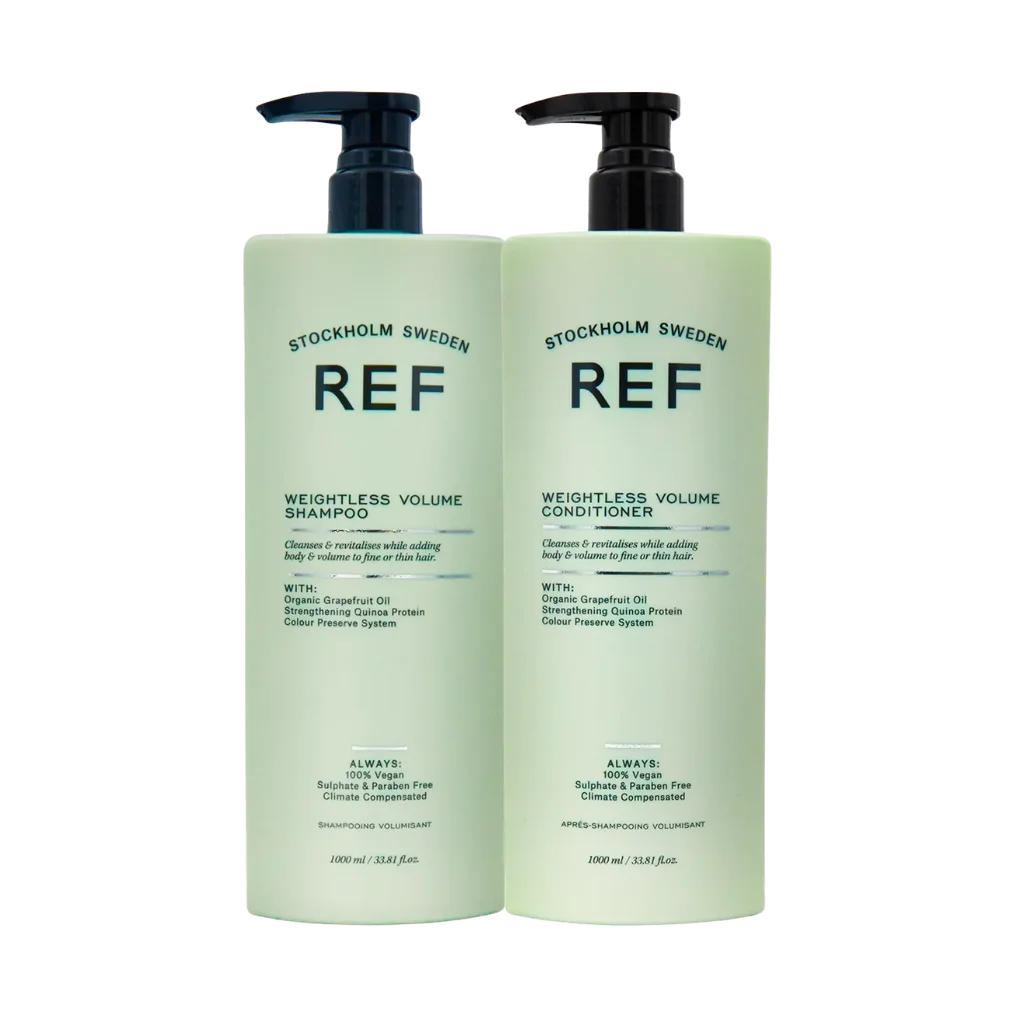 REF Weightless Volume Shampoo & Conditioner Set at MANEPRINT – a lightweight duo that cleanses, hydrates, and adds body and fullness to fine hair. (1)
