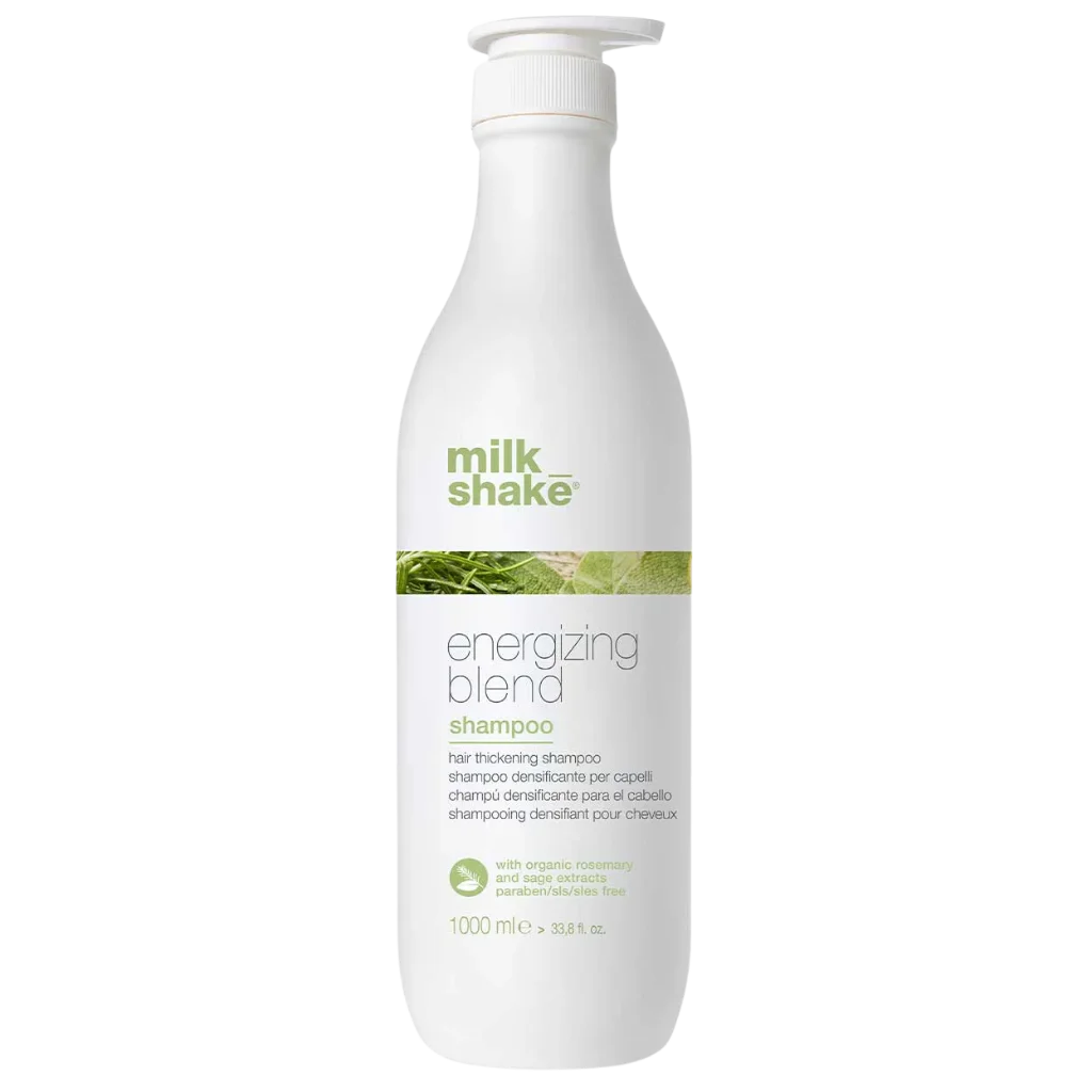 milk_shake Energizing Blend Shampoo at MANEPRINT – a gentle cleanser that invigorates the scalp, strengthens hair, and helps reduce thinning and breakage. (1)