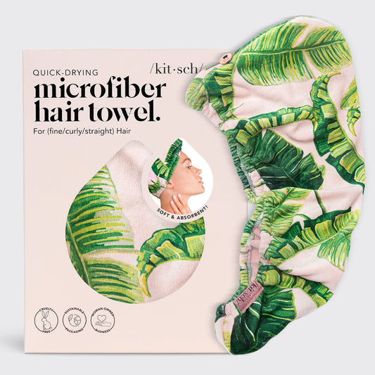 KITSCH Microfiber Hair Towel in Palm Print