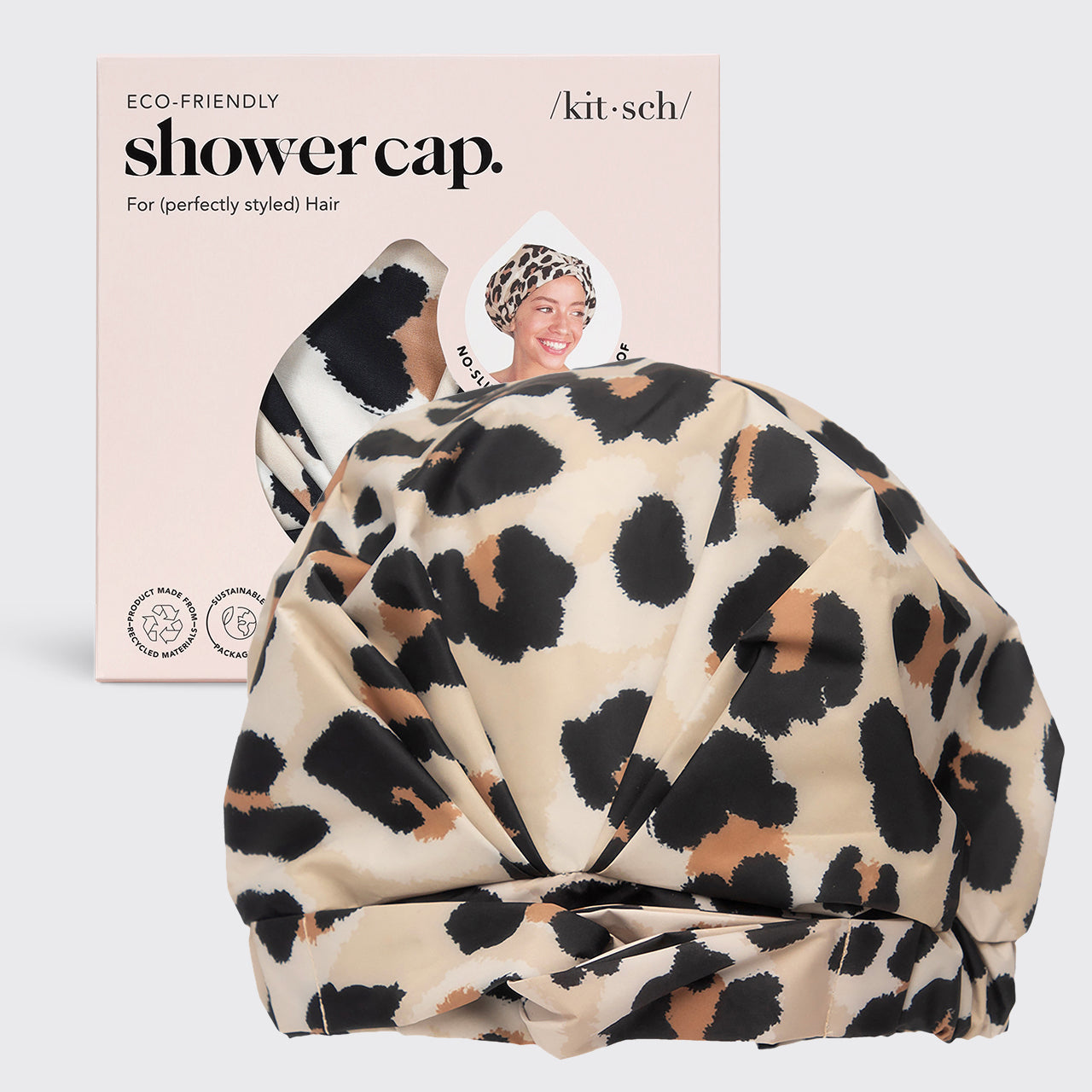 KITSCH Recycled Polyester Luxe Shower Cap - Leopard