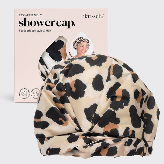 KITSCH Recycled Polyester Luxe Shower Cap - Leopard