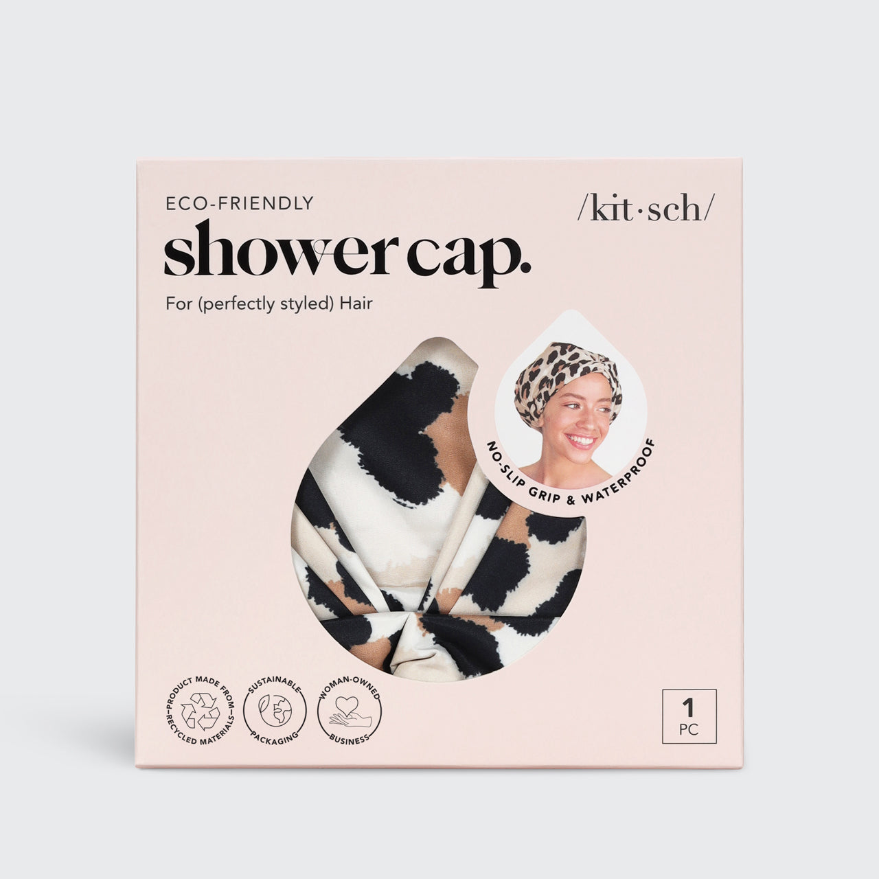 KITSCH Recycled Polyester Luxe Shower Cap - Leopard