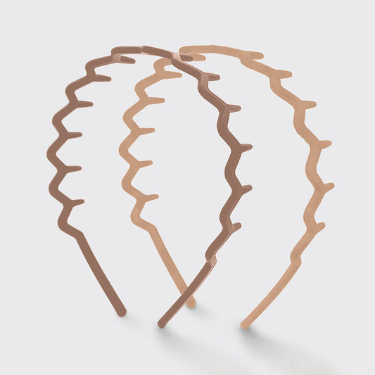 KITSCH Recycled Plastic Zig Zag Headband 2pc - Neutral