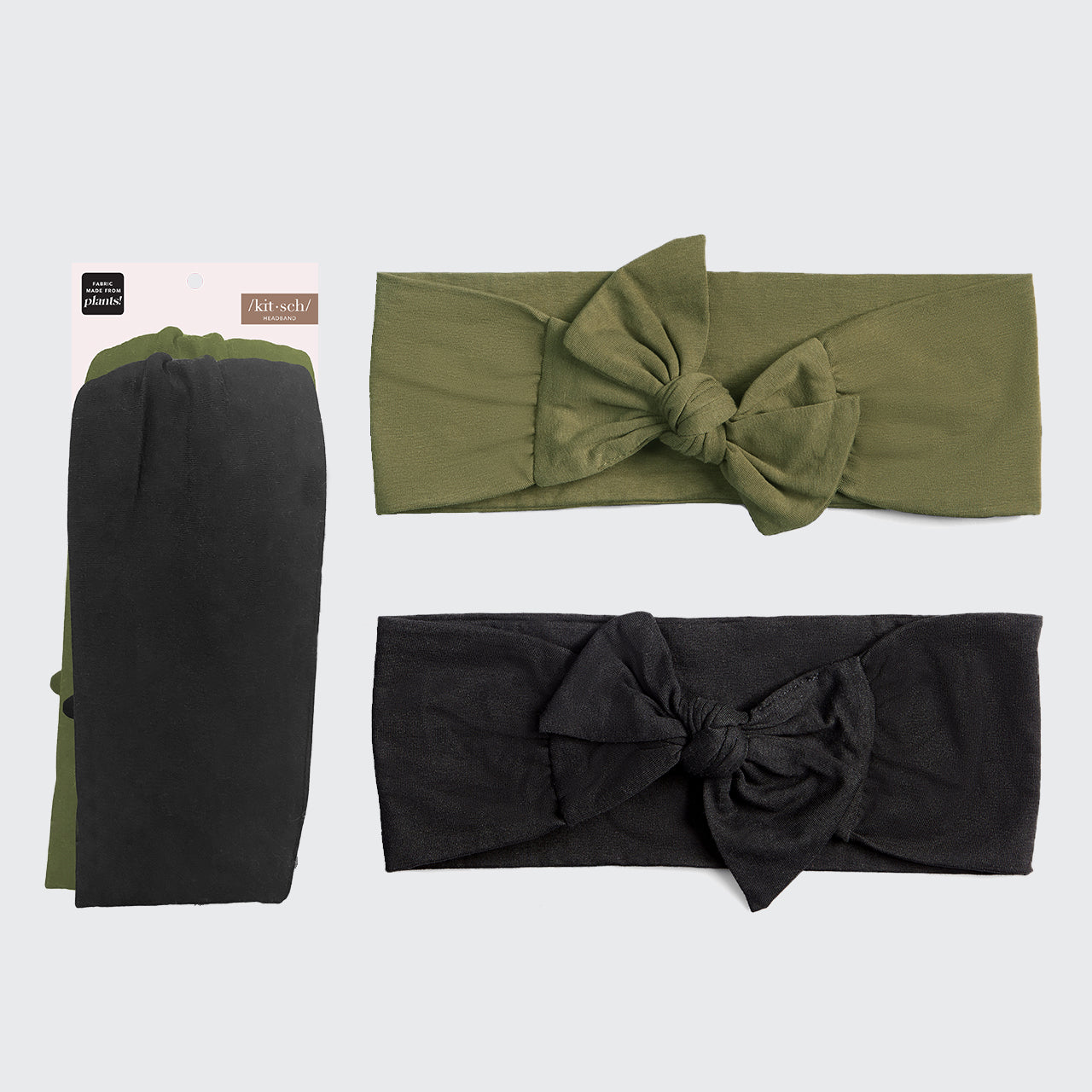 KITSCH Cotton Adjustable Headband 2pc - Moss