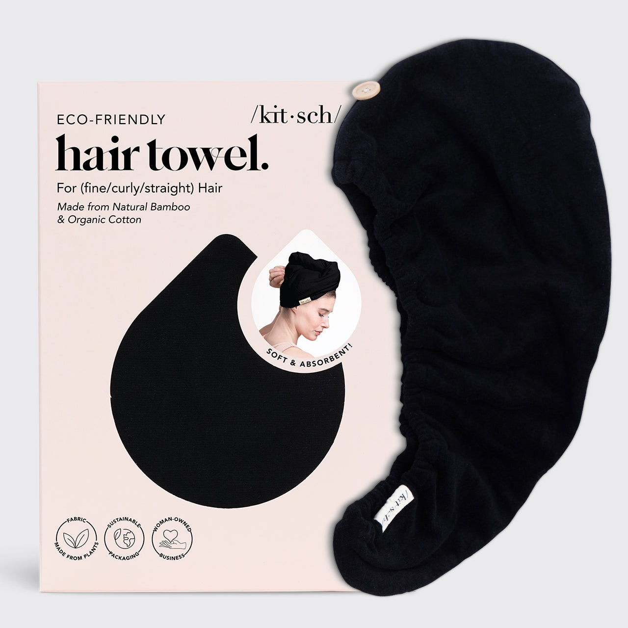 KITSCH Eco-Friendly Hair Towel - Black