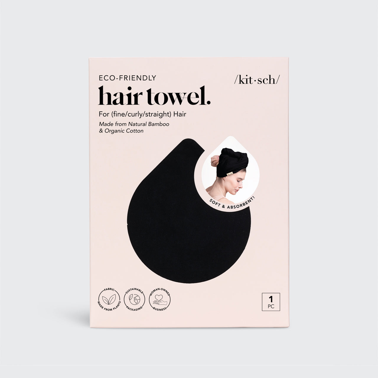 KITSCH Eco-Friendly Hair Towel - Black