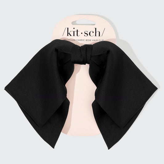 KITSCH Recycled Fabric Bow Hair Clip - Black
