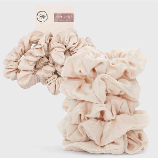 KITSCH Organic Cotton Knit Scrunchies 5pc - Cream