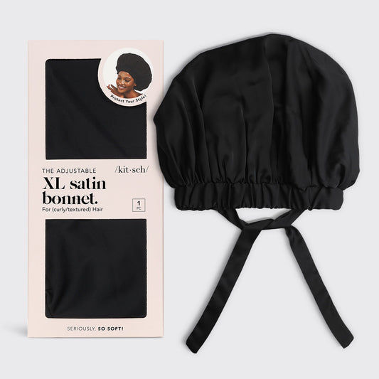 KITSCH Black Satin Sleep Bonnet - MANEPRINT