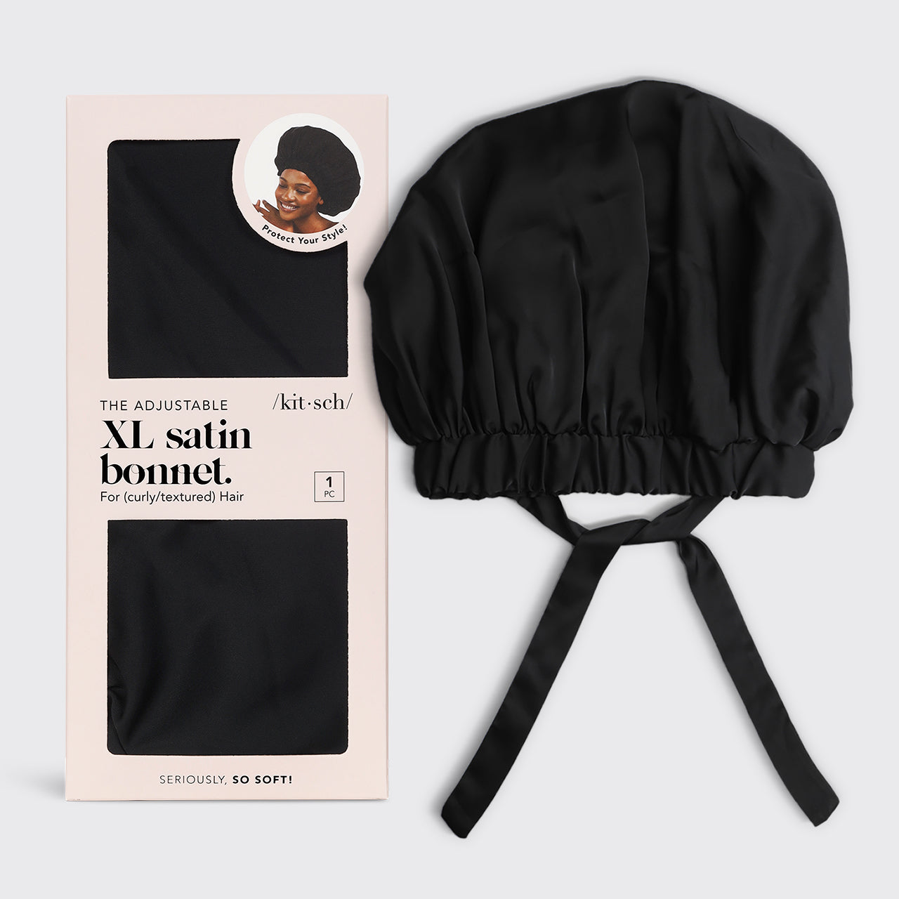 KITSCH Black Satin Sleep Bonnet