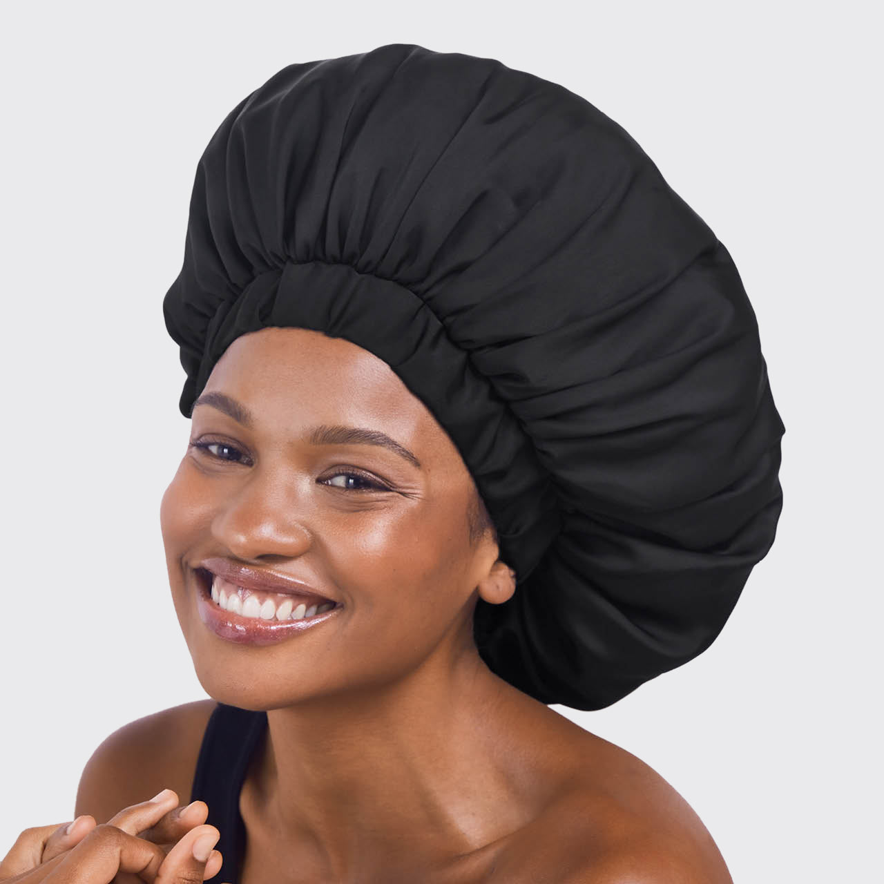 KITSCH Black Satin Sleep Bonnet