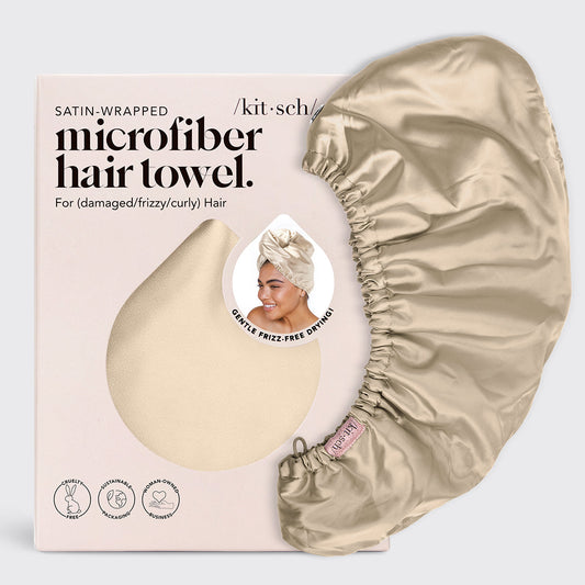 KITSCH Satin-Wrapped Hair Towel - Champagne