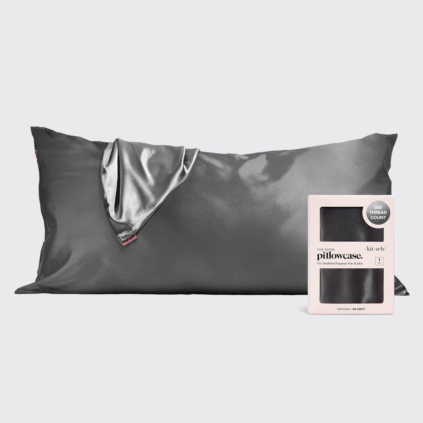 KITSCH Satin King Pillowcase - Charcoal