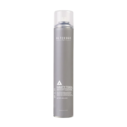 Alter Ego Hasty Too Instant Cleanse Spray at MANEPRINT – a refreshing dry shampoo spray that absorbs excess oil, revives hair, and adds light volume between washes.