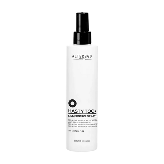 Alter Ego Too Hasty Liss Control Spray at MANEPRINT – an anti-frizz spray that smooths hair, tames flyaways, and protects against heat for sleek, polished styles.
