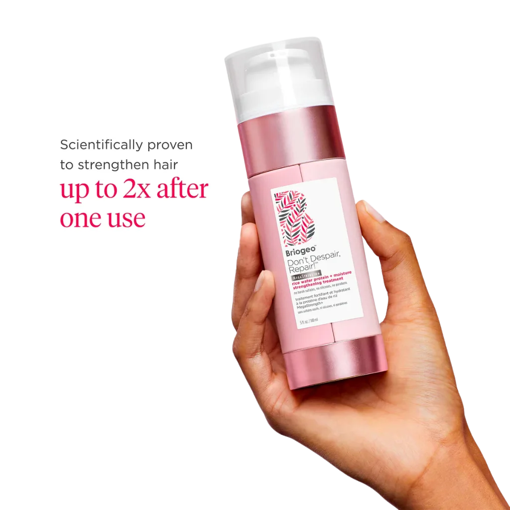 Briogeo Don’t Despair, Repair! Protein Strengthening Treatment is an intensive weekly hair treatment that is scientifically proven to double the strength of hair after one use. 9x award. (5)