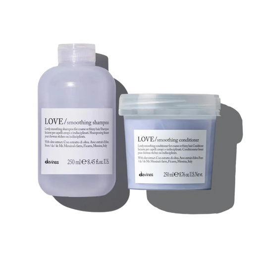Love Smoothing Shampoo & Conditioner set provides a luxurious and effective way to tame and smooth frizzy, unruly hair.  