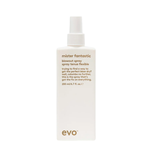 Evo Mister Fantastic Blowout Spray is a versatile hair styling spray to build body and accelerate blow-drying time, while improving style control and protecting against heat damage.