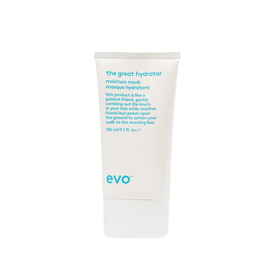 Evo The Great Hydrator Moisture Mask is an intense moisture-rich hair mask to deeply hydrate, strengthen and improve manageability and shine of dry hair.