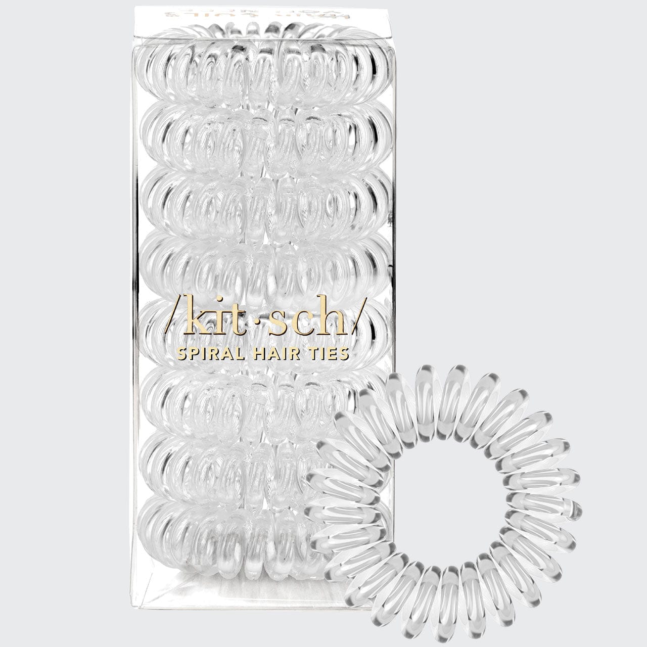 KITSCH Spiral Hair Ties 8 Pc - Clear