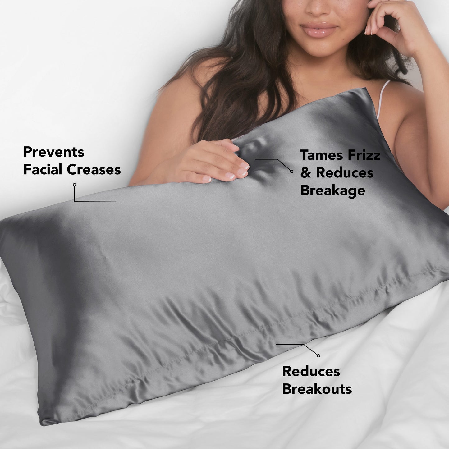 KITSCH Satin King Pillowcase - Charcoal