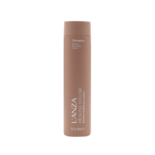 L'ANZA Healing Volume Thickening Shampoo at MANEPRINT – a lightweight cleanser that gently removes buildup while adding body, volume, and fullness to fine hair.