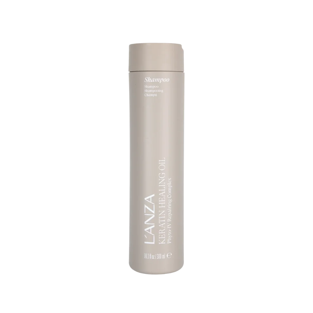 L'ANZA Keratin Healing Oil Shampoo at MANEPRINT – a restorative shampoo that gently cleanses while infusing hair with keratin and healing oils for strength, shine, and softness.