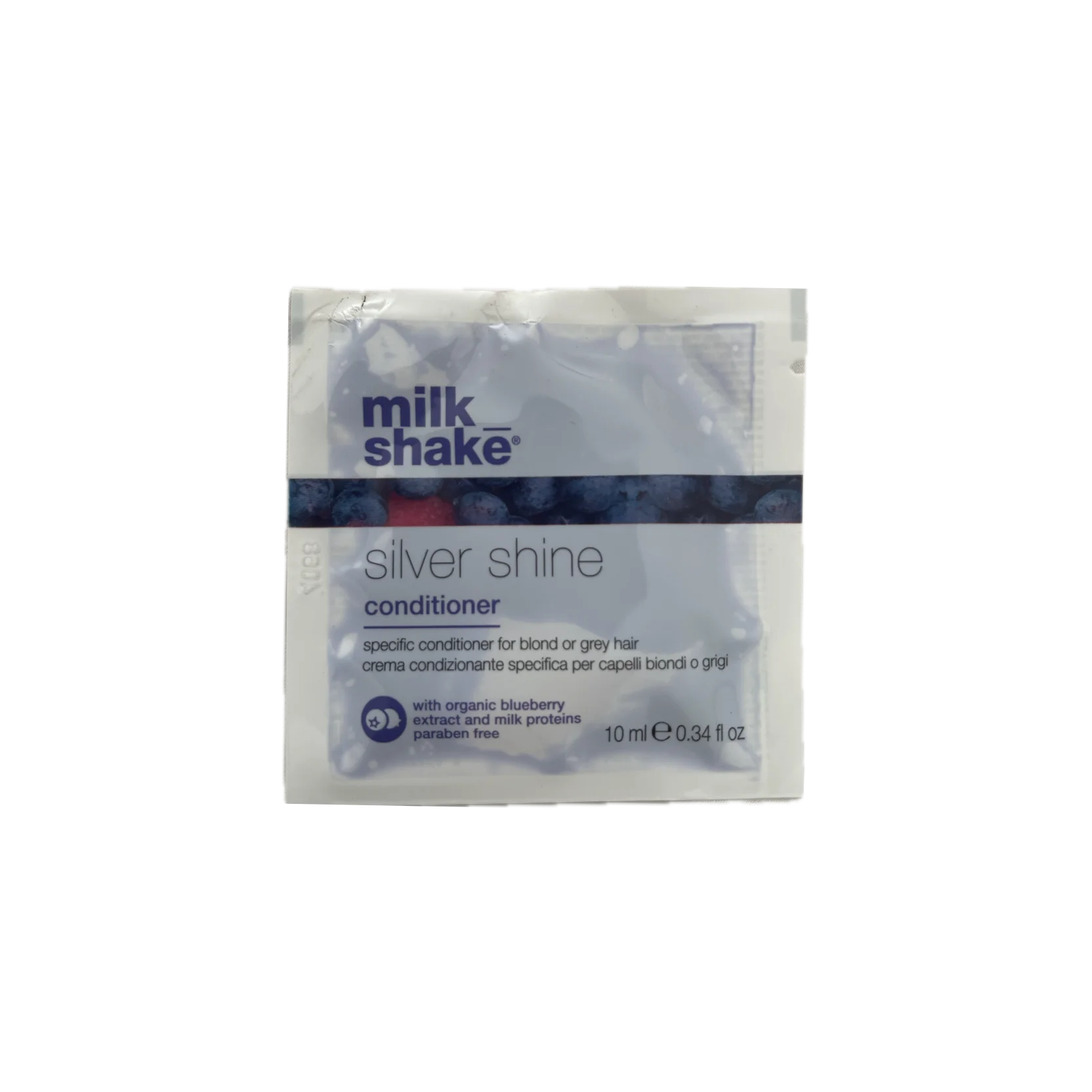 milk_shake Silver Shine Conditioner at MANEPRINT – a violet conditioner that softens hair, neutralizes yellow tones, and enhances the vibrancy of blonde and grey shades. (2)