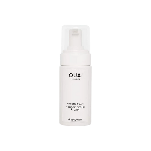 OUAI Air Dry Foam at MANEPRINT – a lightweight foam that enhances natural texture, tames frizz, and speeds up air-drying for effortless styling.